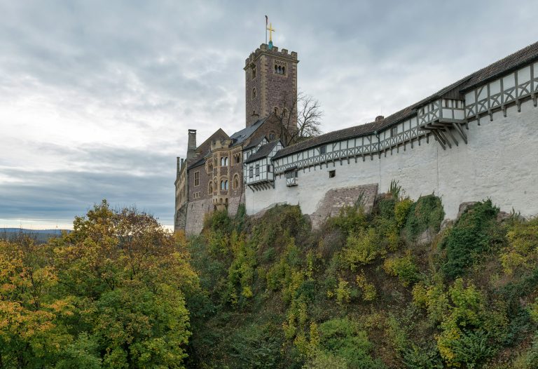 Wartburg Castle on a wooded hilltop, the fortress where Martin Luther sheltered as an outlaw